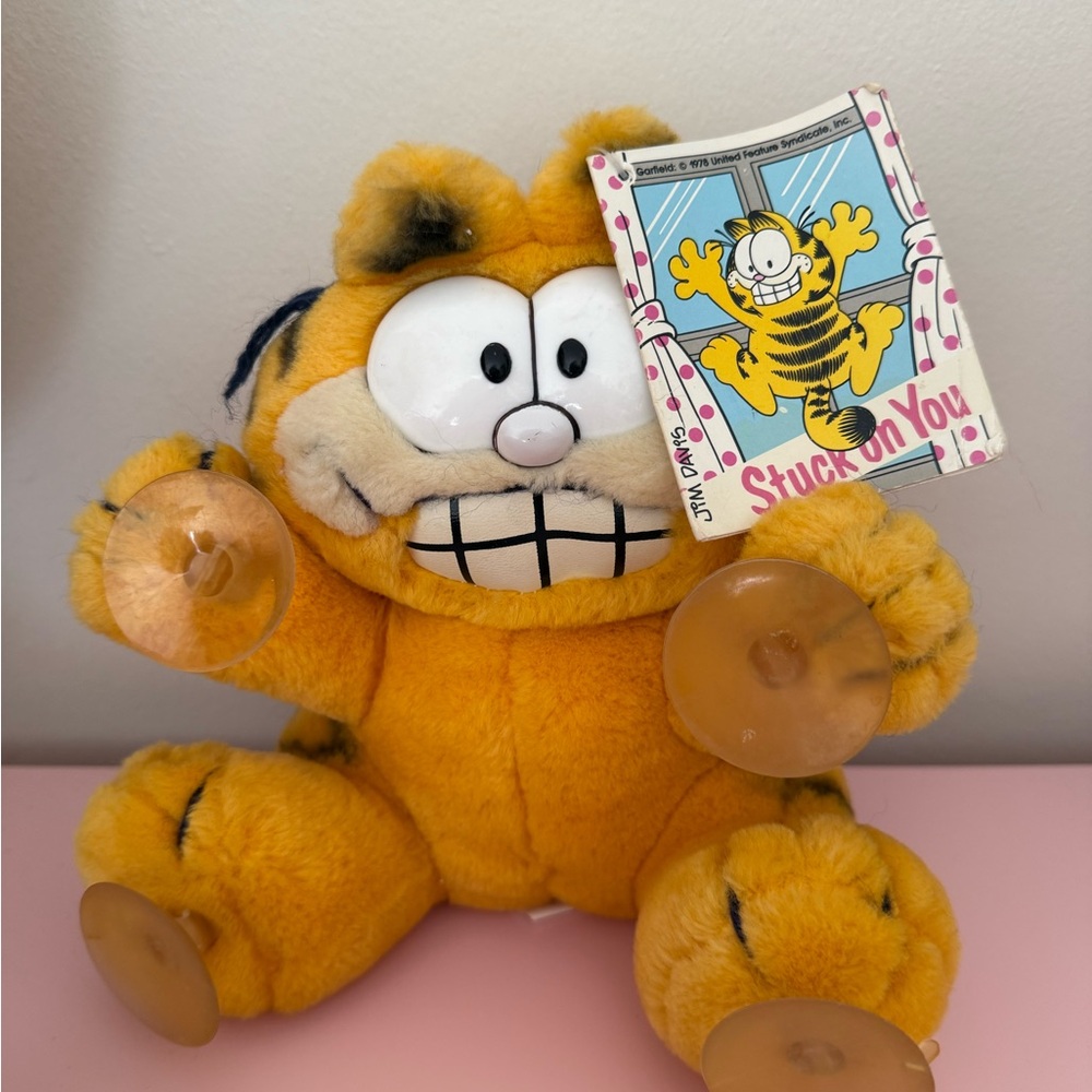 Garfield Plush Stuck On You Window Suction 1981 With Tag **REPAIRED READ**